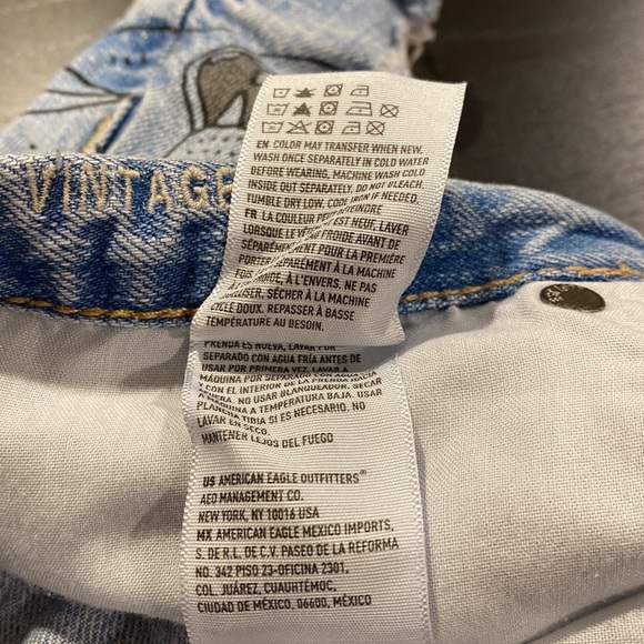 American Eagle Vintage Painted Distressed Denim Shorts; button fly; size 4 - Picture 11 of 11